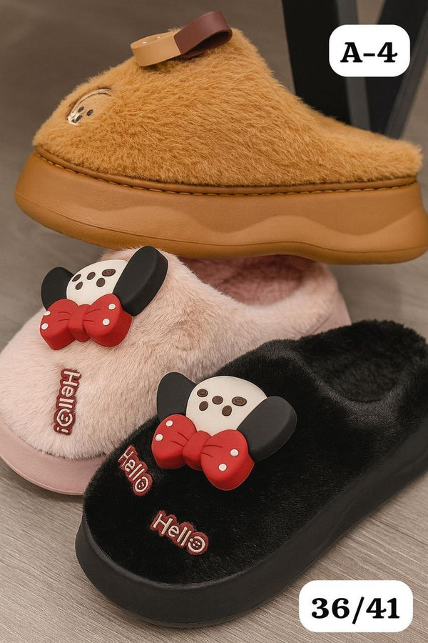 Winter Plush Cartoon Slippers for Women | Soft Warm Indoor Slides