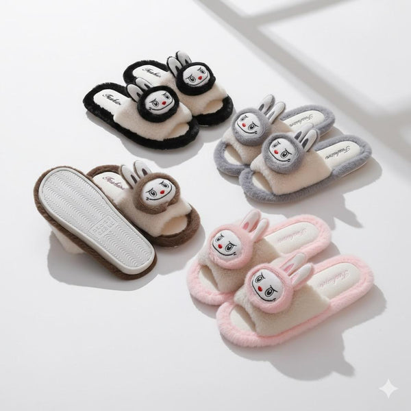 Winter Labubu Face Furry Slippers – Ultra Soft Warm - JUTTi JUGARDS