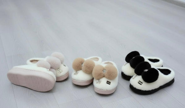 "Fluffy Bow Charm Slippers 💖"